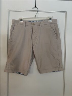 Denim & Flower Men's Beige Flat Front Chino Shorts